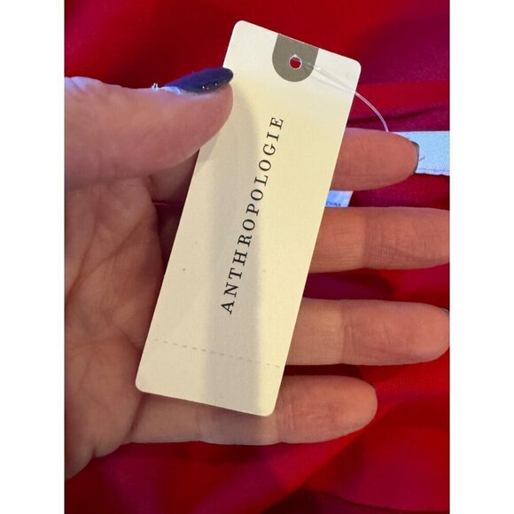 Hutch‎ Anthropologie Dress Women XS Red Satin Bow Front Slip Midi NWT Party - Picture 11 of 14